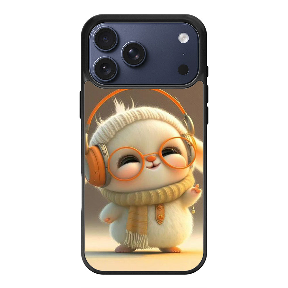 Cute Bunny With Headphones iPhone 17 Pro Max Case Cover