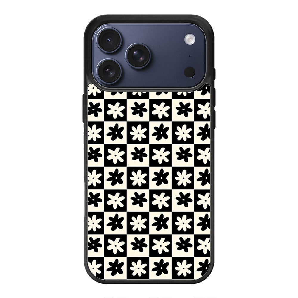 Floral Checker Pattern iPhone 17 Pro Max Case Cover