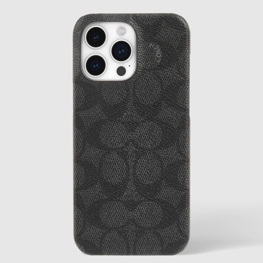 Phone Cases Case Mate Iphone 15 Pro Max | Coach Slim Wrap Signature Canvas Charcoal