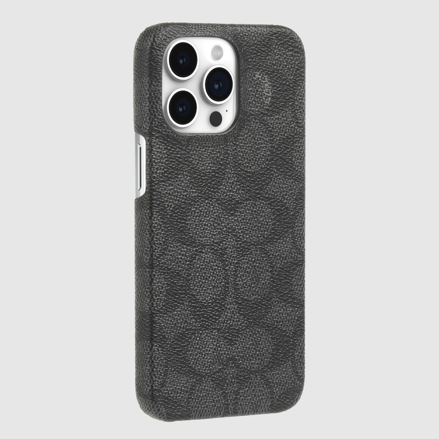 Phone Cases Case Mate Iphone 15 Pro Max | Coach Slim Wrap Signature Canvas Charcoal