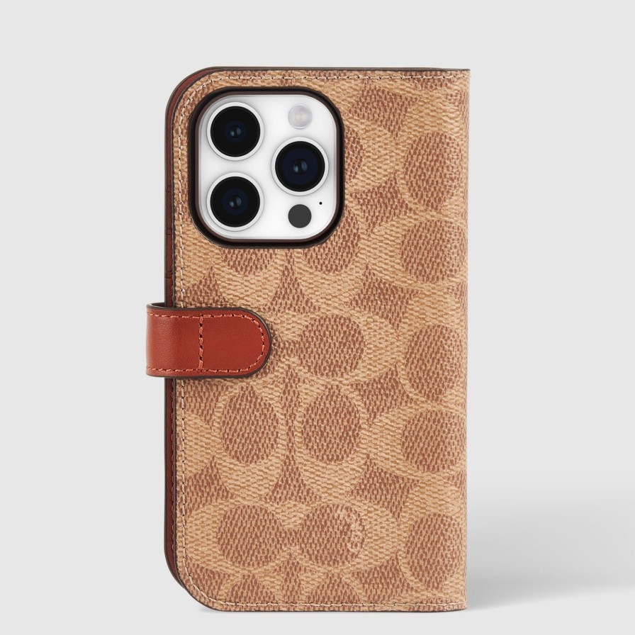 Phone Cases Case Mate Iphone 15 Pro | Coach Folio Signature Tan