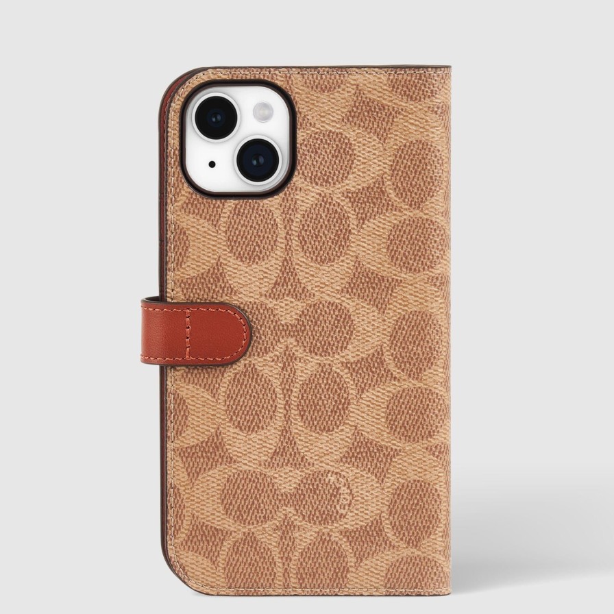 Phone Cases Case Mate Iphone 15 Plus | Coach Folio Signature Tan