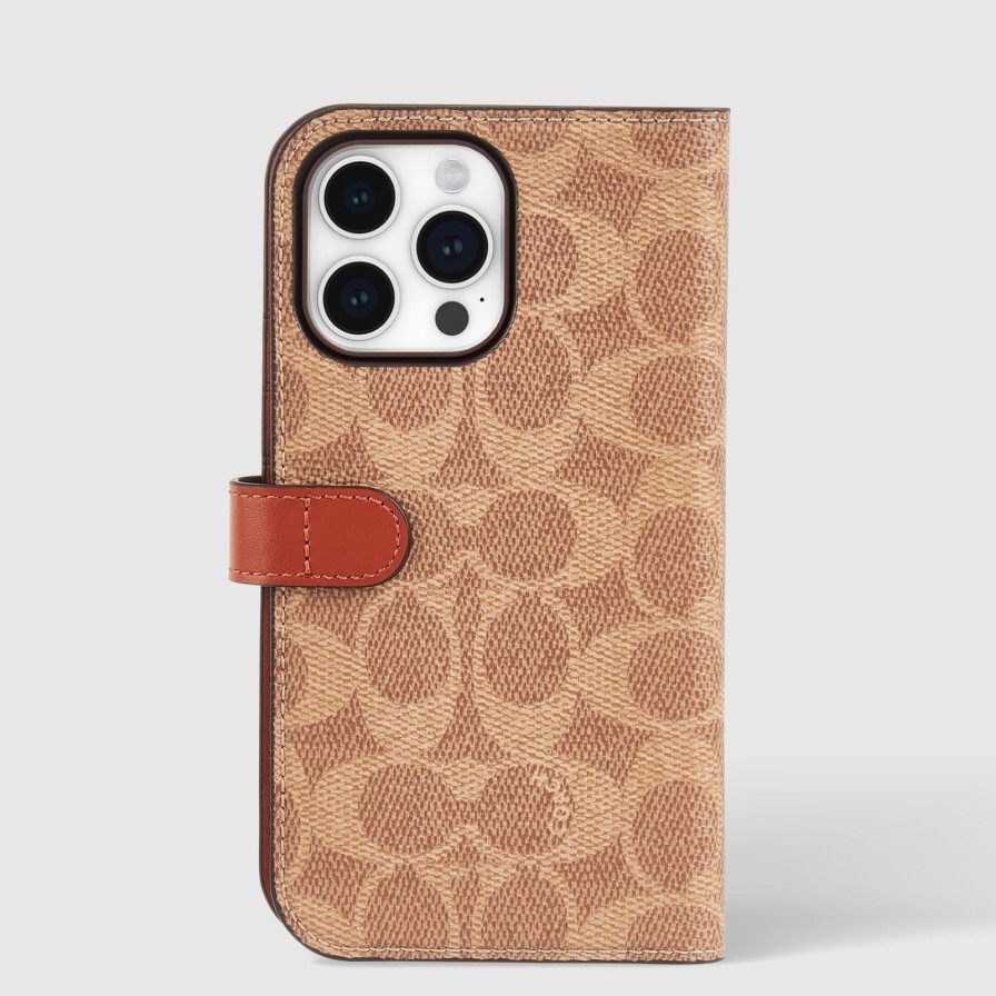 Phone Cases Case Mate Iphone 15 Pro Max | Coach Folio Signature Tan