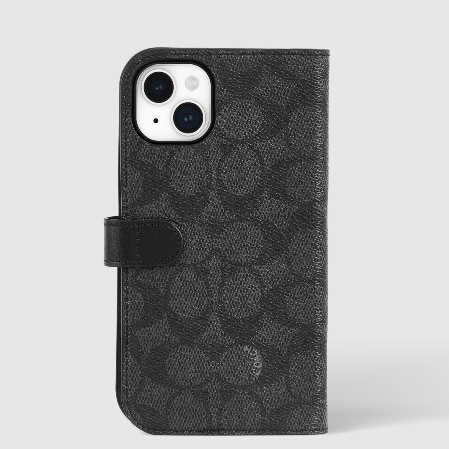 Phone Cases Case Mate Iphone 15 Plus | Coach Folio Signature Charcoal