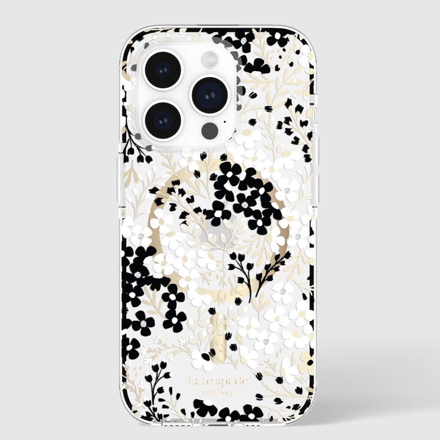 Phone Cases Case Mate Iphone 15 Pro Max | Kate Spade New York Tough Multi Floral Black And White Magsafe