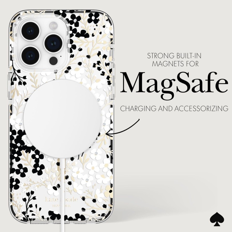 Phone Cases Case Mate Iphone 15 Pro Max | Kate Spade New York Tough Multi Floral Black And White Magsafe