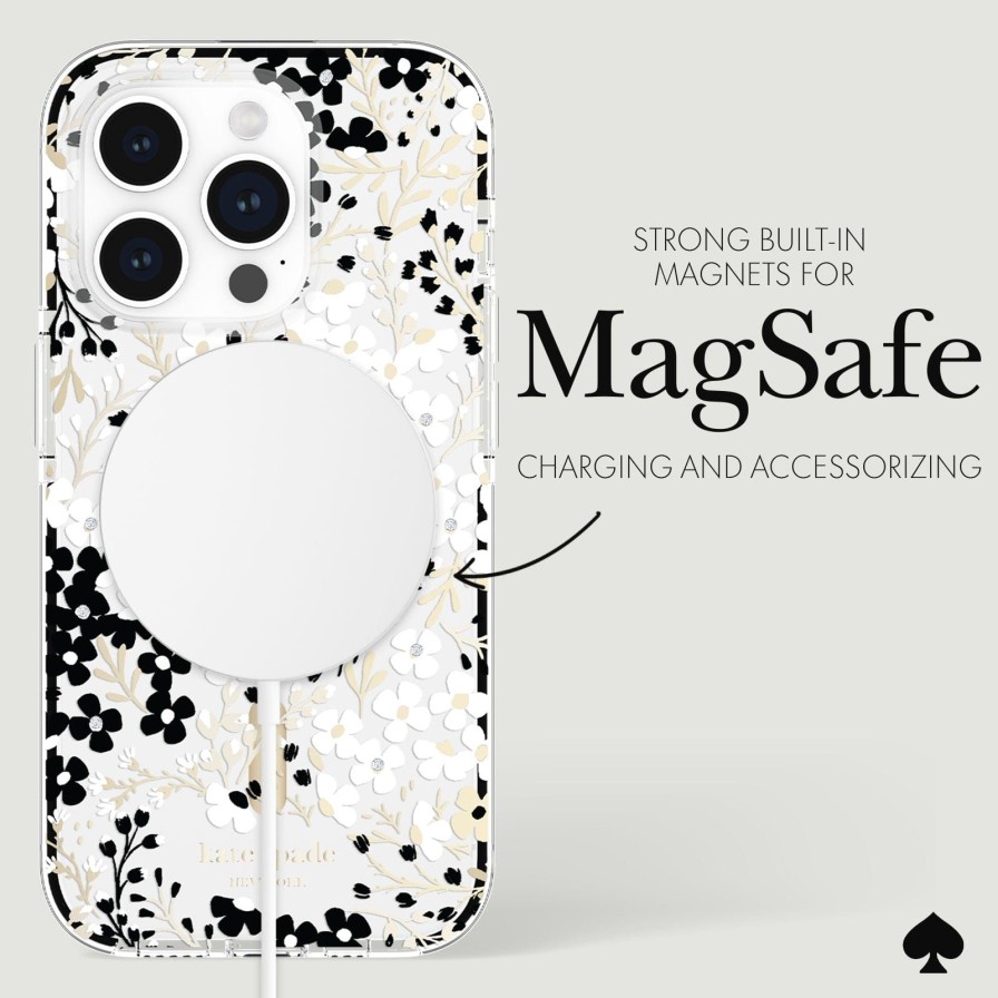 Phone Cases Case Mate Iphone 15 Pro | Kate Spade New York Tough Multi Floral Black And White Magsafe