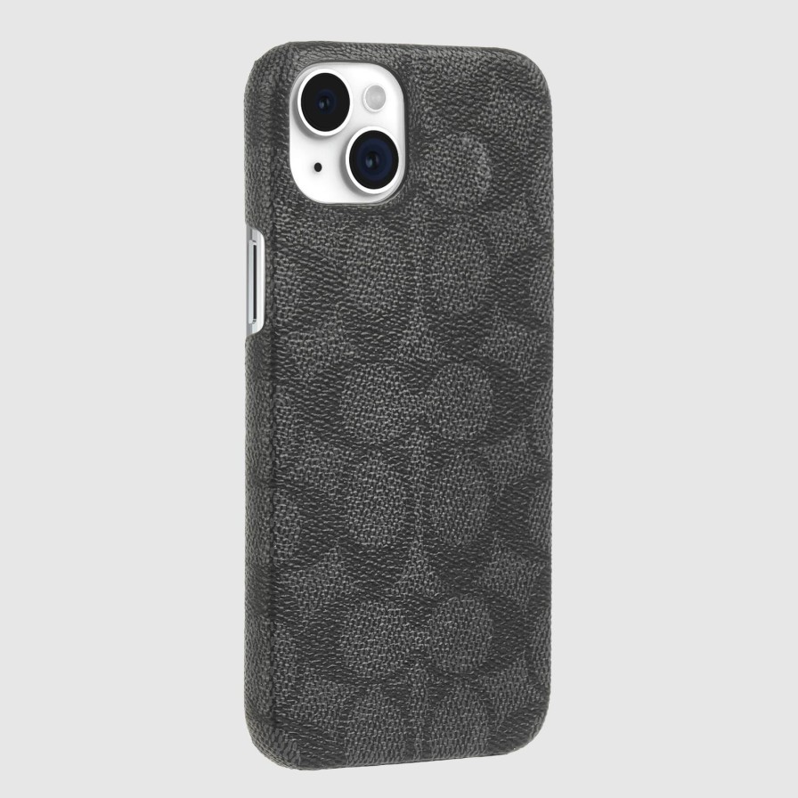 Phone Cases Case Mate Iphone 15 Plus | Coach Slim Wrap Signature Canvas Charcoal