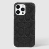 Phone Cases Case Mate Iphone 15 Pro Max | Coach Leather Slim Wrap Signature Black Debossed