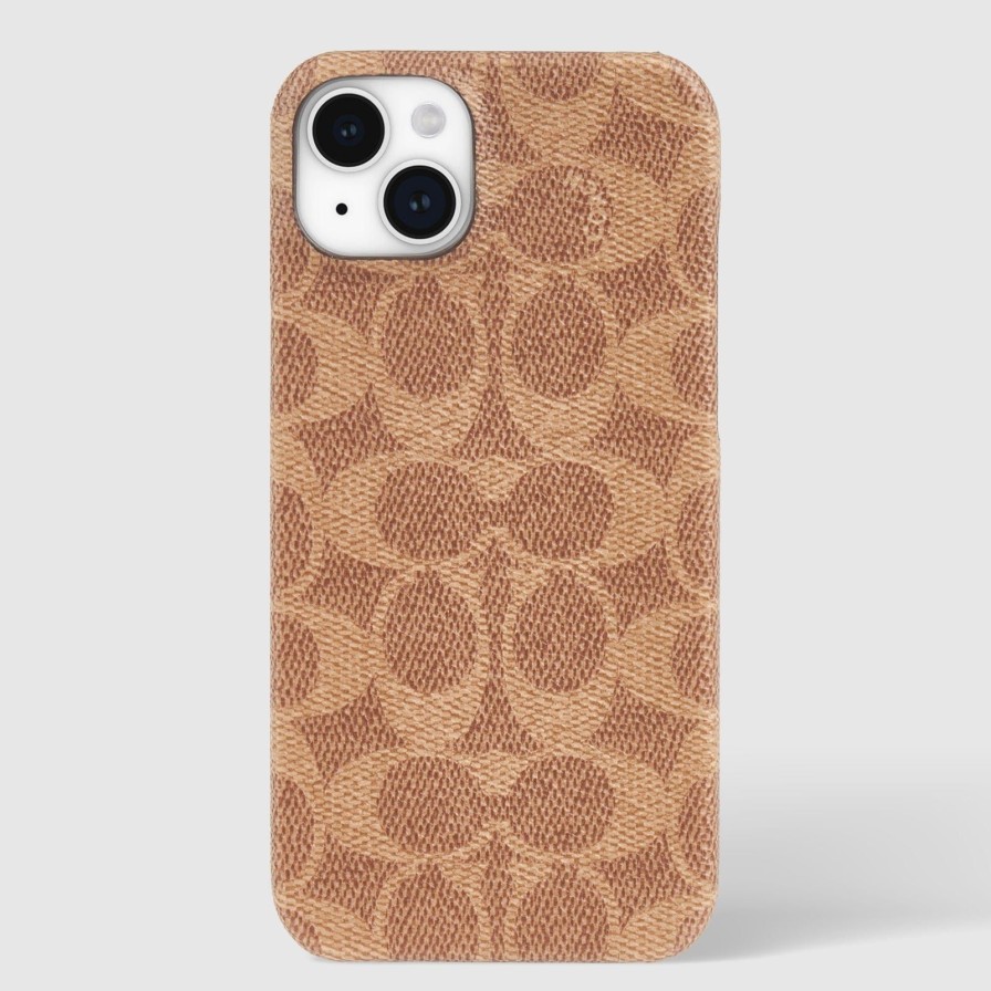 Phone Cases Case Mate Iphone 15 Plus | Coach Slim Wrap Signature Canvas Tan